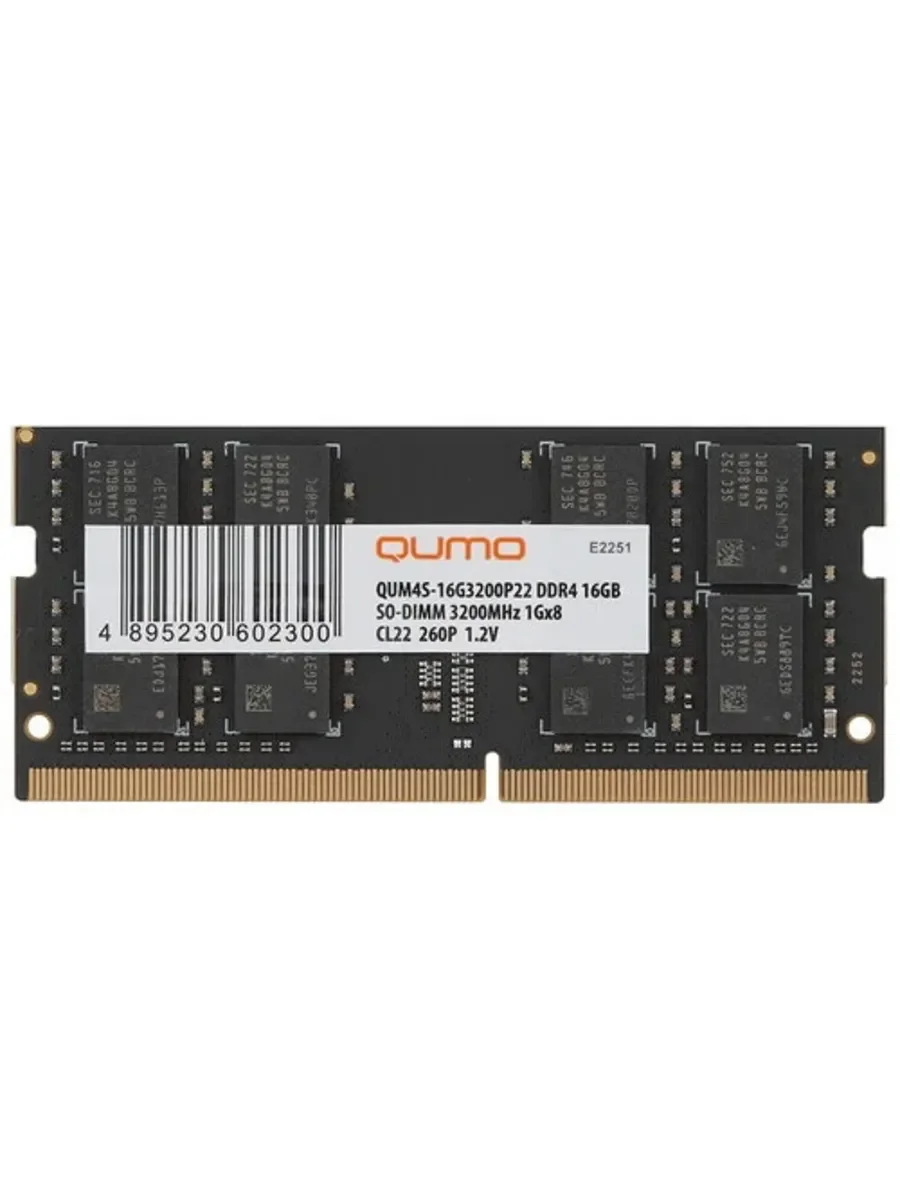 Оперативная память Qumo, DDR4, 8GB (1x8GB), 2666MHz, CL19, DIMM