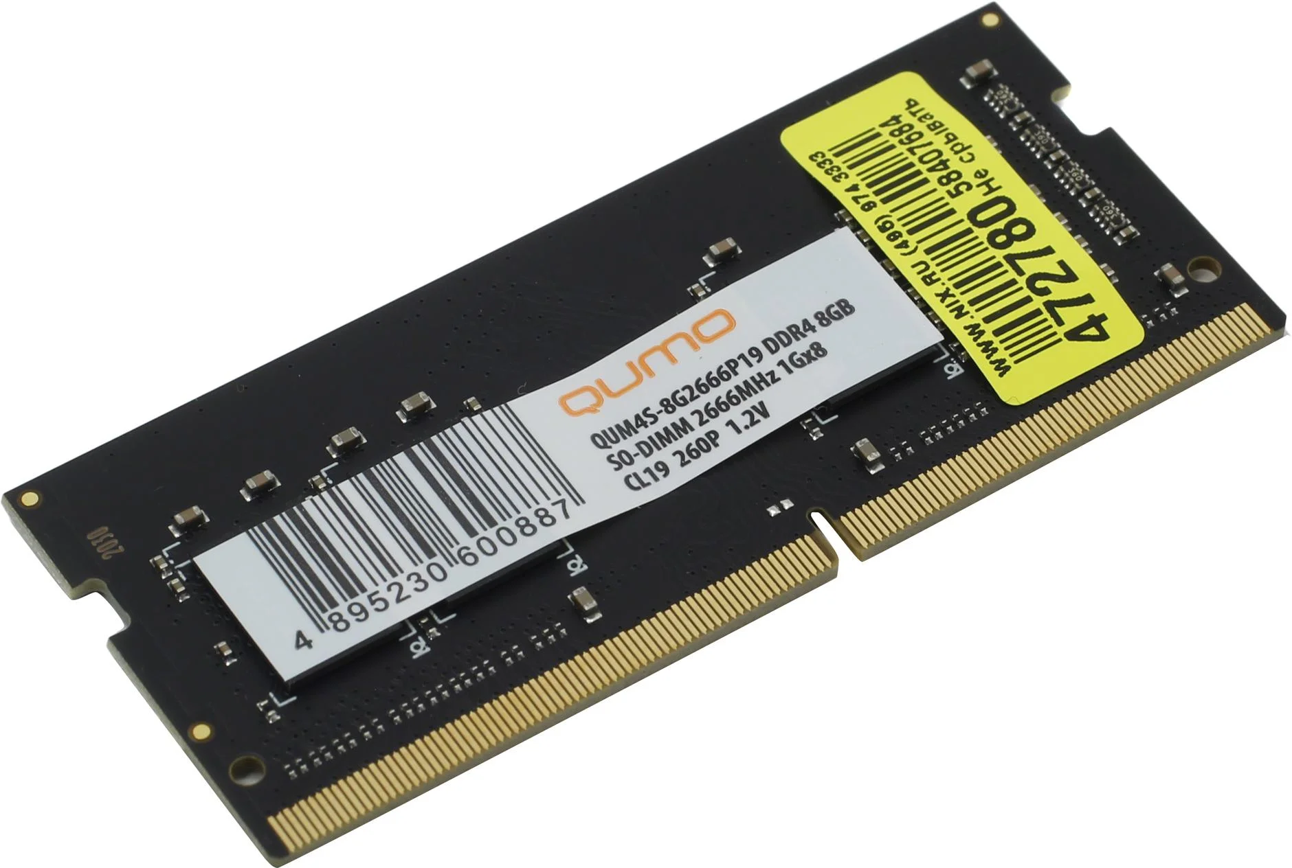 Оперативная память Qumo, DDR4, 8GB (1x8GB), 2666MHz, CL19, SO-DIMM