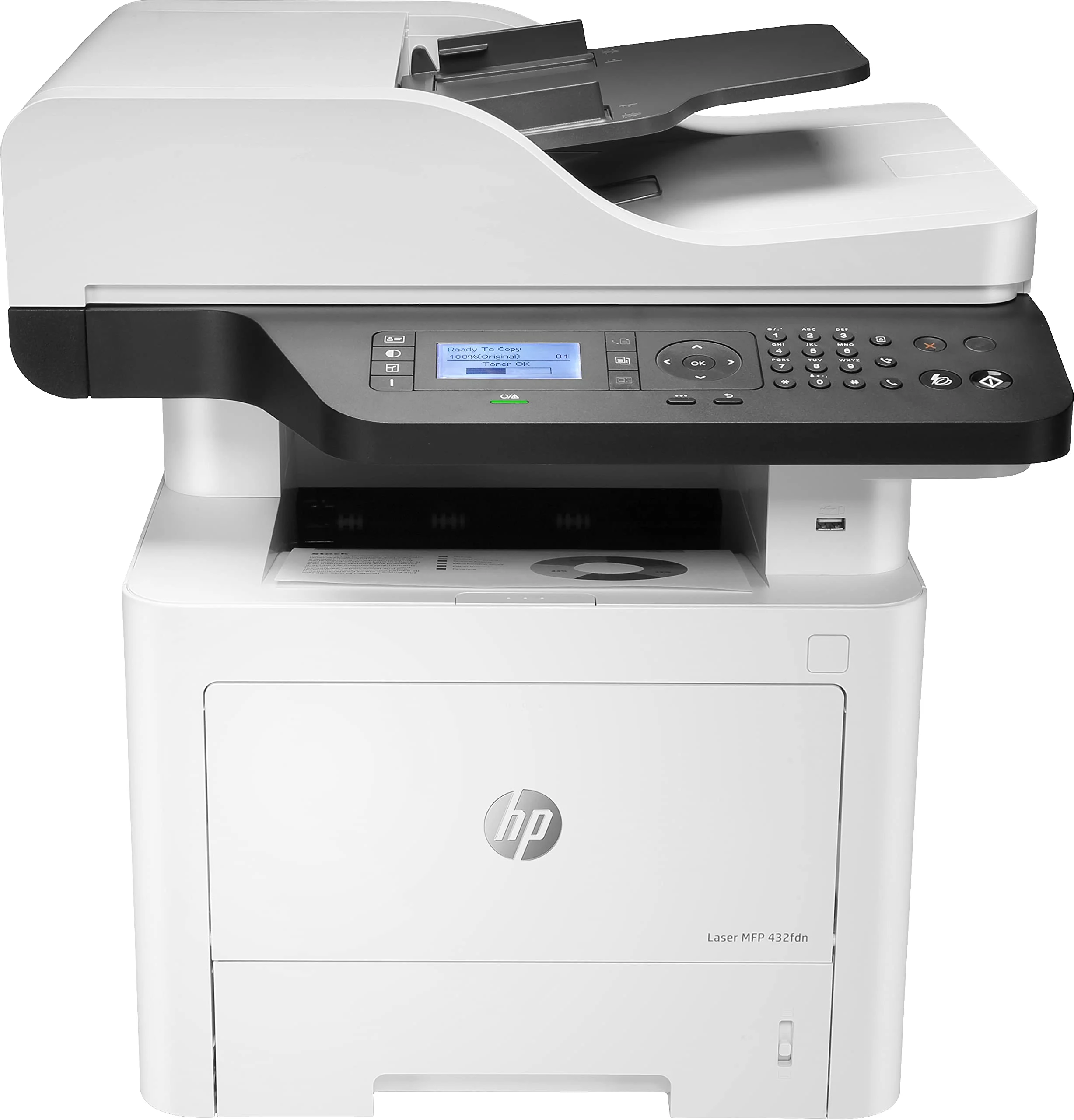 МФУ лазерное HP Laser MFP 432fdn (7UQ76A), А4, ч/б, печ. 40 стр/мин., скан. до 24 стр/мин. (ч/б) 12 стр/мин. (цвет), 1200 x 1200 dpi, Ethernet (RJ-45)