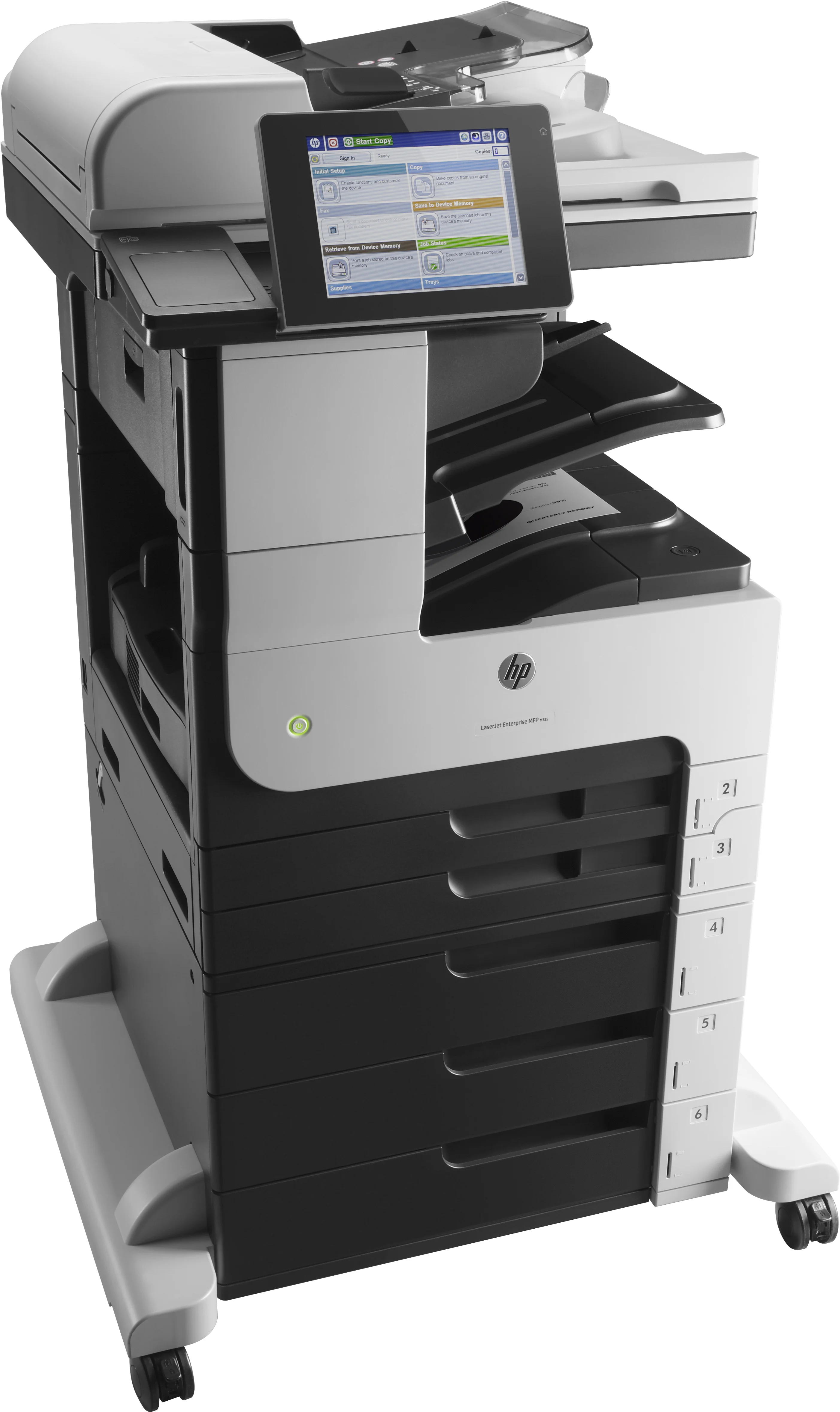 МФУ лазерное HP LaserJet Enterprise MFP M725z, лазерный принтер/сканер/копир/факс A3, 40ppm, 1200dpi, 1Gb, 320Gb HDD, 6 trays 100+250+250+3x500, Stand