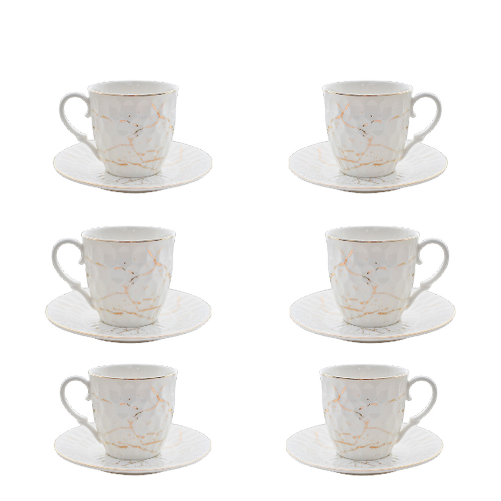 Lavenir Набор в коробке (12 пр.) "Золотой мрамор" 240 мл, 15 см, 176-683 фарфор