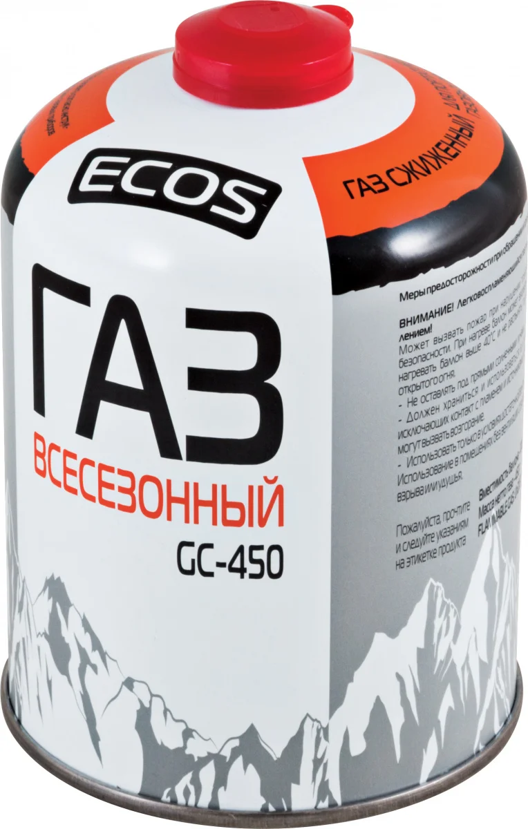 Газ всесезонный т.м. ECOS в баллоне GC-450 (резьбовой EPI-GAS, 450 г, Корея)