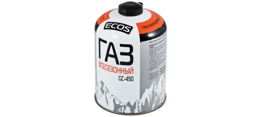 Газ всесезонный т.м. ECOS в баллоне GC-450 (резьбовой EPI-GAS, 450 г, Корея)