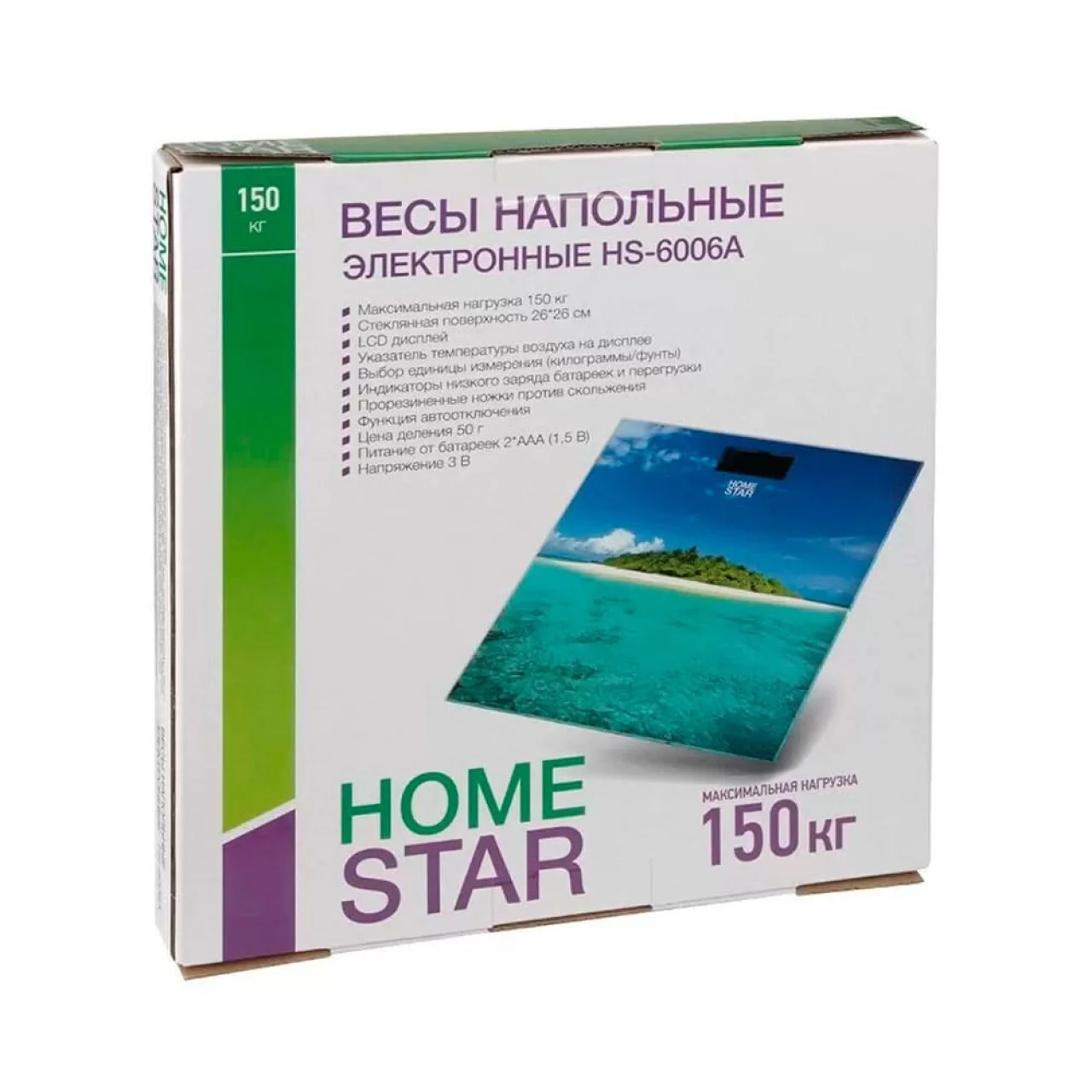 Весы нап, электр, HOMESTARHS-6006C (стеклянная поверхность, 150 кг)