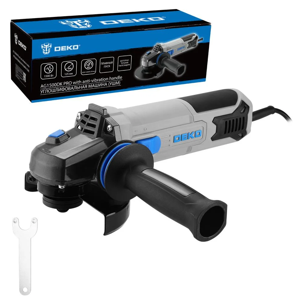 Угловая шлифовальная машина (болгарка) Deko AG1500-D1 PRO, 125 мм, 1500 Вт (083-1028)