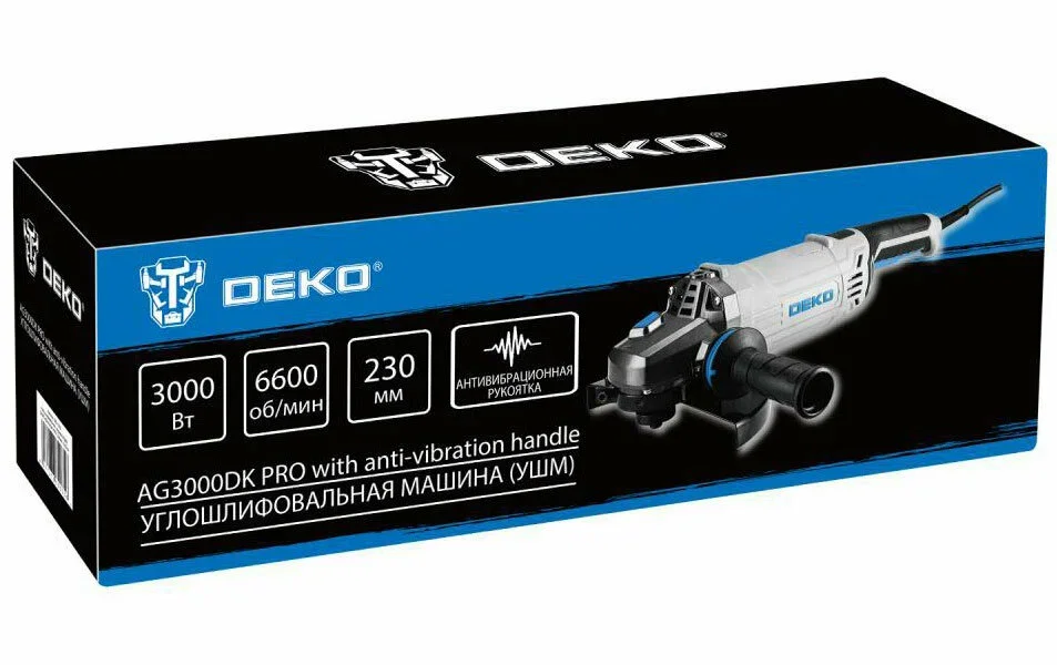 Угловая шлифовальная машина (болгарка) Deko AG3000DK PRO, 230 мм, 3000 Вт (083-1032)