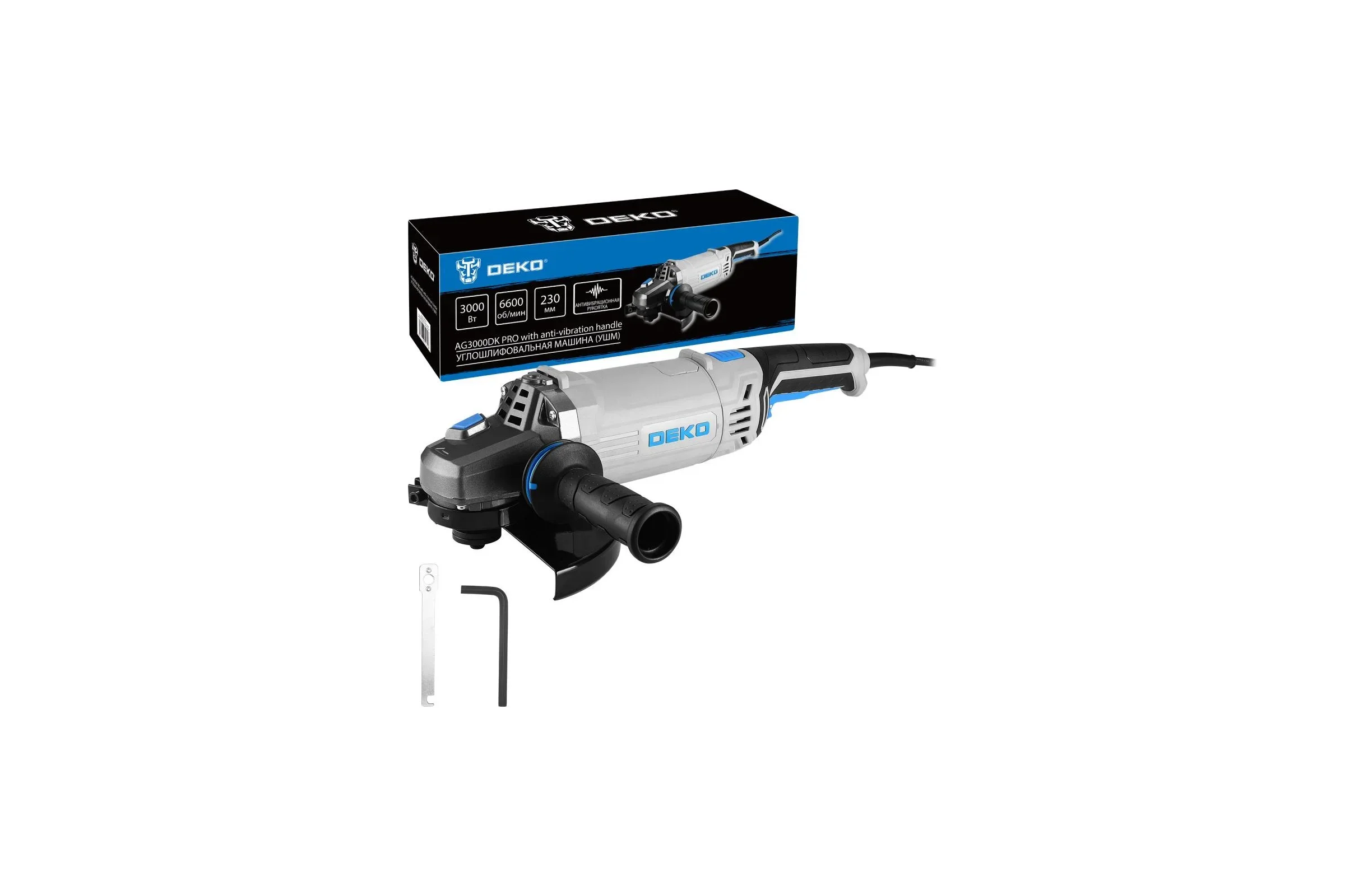 Угловая шлифовальная машина (болгарка) Deko AG3000DK PRO, 230 мм, 3000 Вт (083-1032)