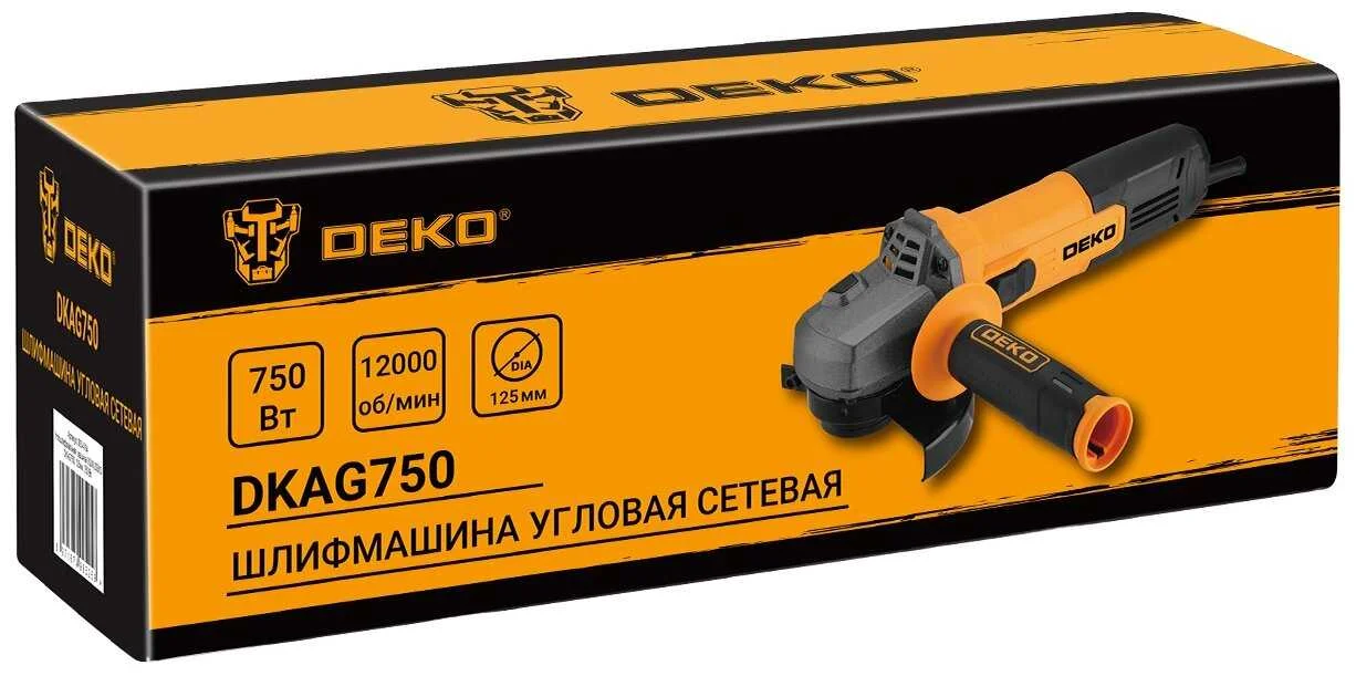 Угловая шлифовальная машина (болгарка) Deko AG750DK, 125 мм, 750 Вт, оранжевый