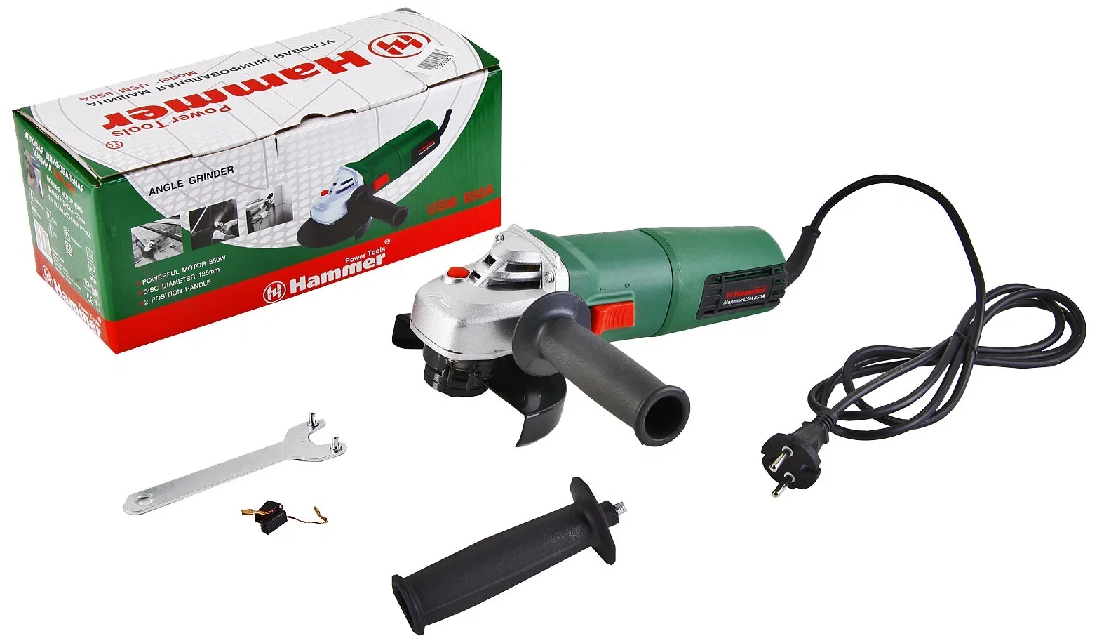 Угловая шлифовальная машина (болгарка) Hammer USM850D 850 Вт, 12000об/мин, 125мм