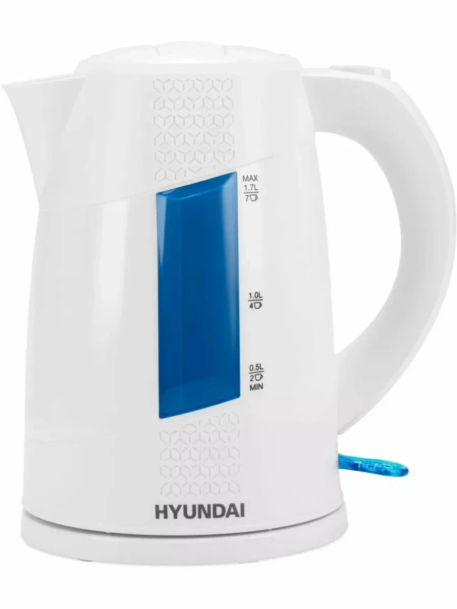 Чайник электрический Hyundai HYK-P2407 1.7л. 2200Вт белый/голубой (корпус: пластик)