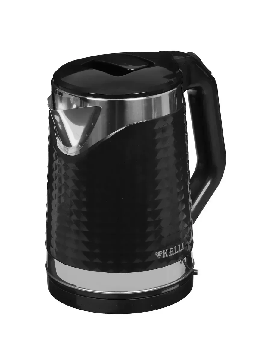 Чайник электрический Kelli KL-1372B 1.8 л, нержавейка+пластик, черный (12)