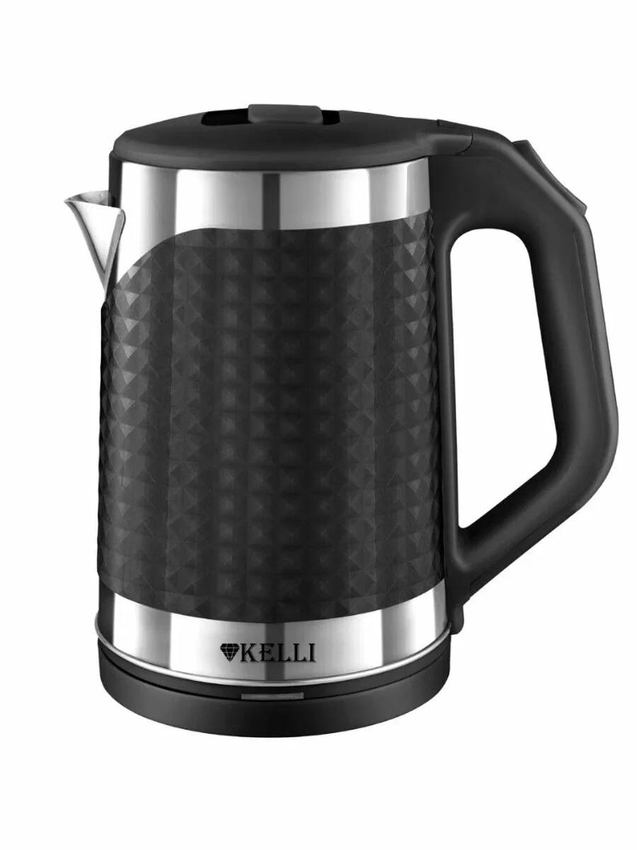 Чайник электрический Kelli KL-1372B 1.8 л, нержавейка+пластик, черный (12)