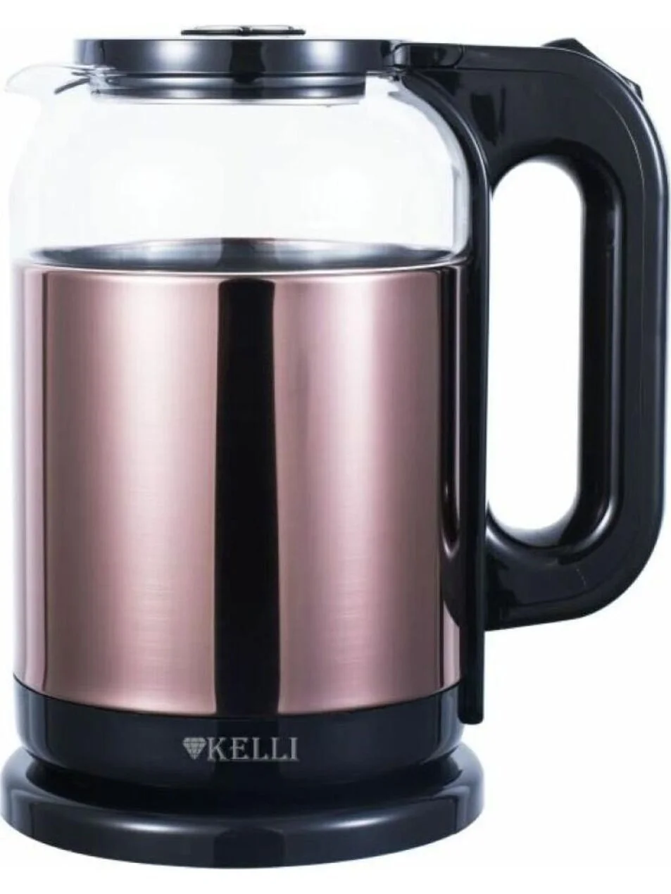 Чайник электрический Kelli KL-1804B 1.7 л, нержавейка+пластик, двойные стенки, черный