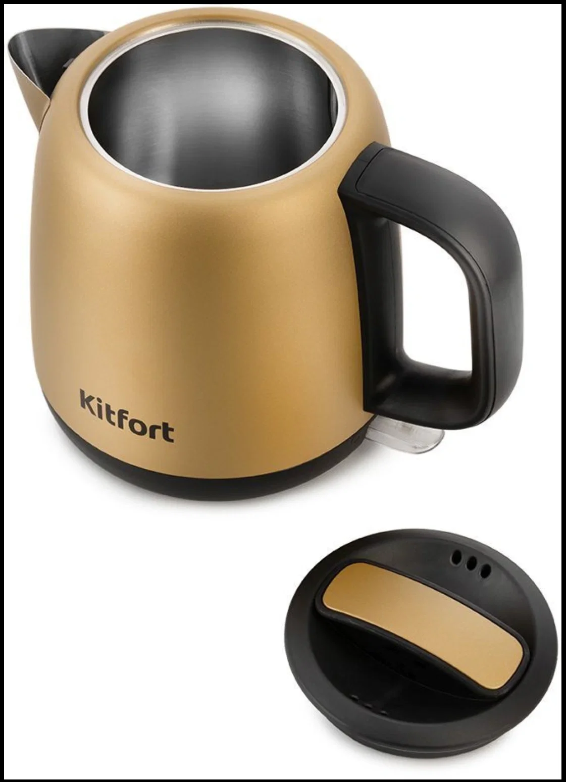 Чайник электрический Kitfort KT-6111 1л. 1630Вт золотистый/черный (корпус: нержавеющая сталь)