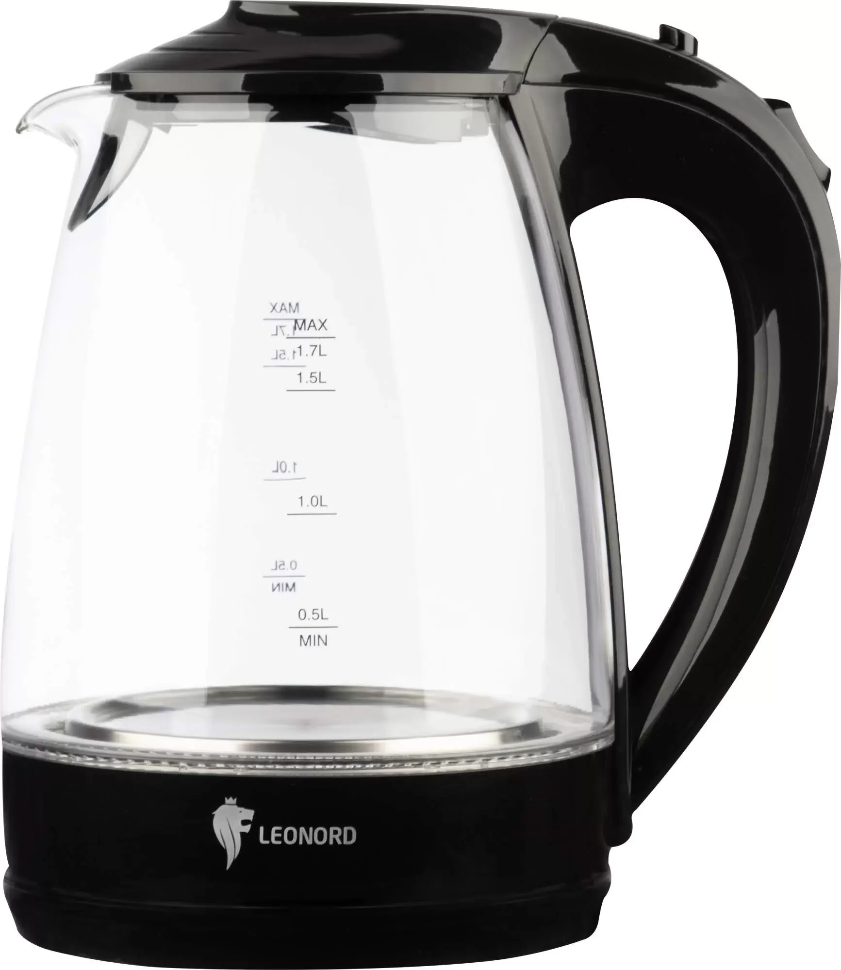 Чайник электрический LEONORD LE-1514 1,7 л, 2200 Вт, стекло/пластик, черный