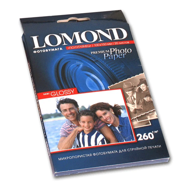 Фотобумага LOMOND Односторонняя Высококачественная Полуглянцевая, 260г/м2, A6(10x15) 20л.