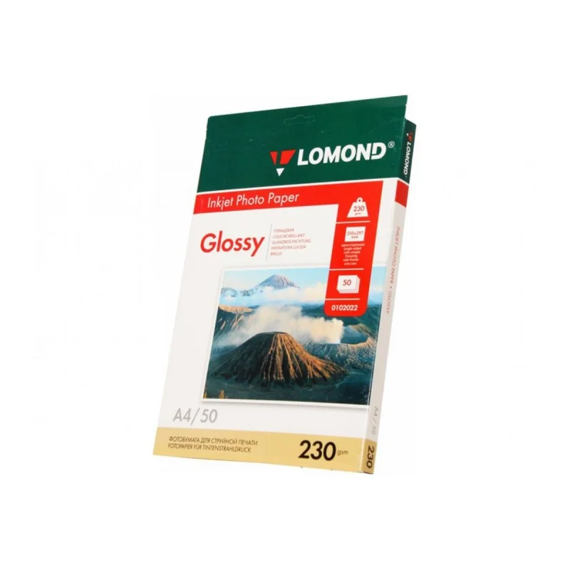 Фотобумага LOMOND Односторонняя Глянцевая, 230г/м2, A4 (21X29,7см) 50л. для струйной печати.