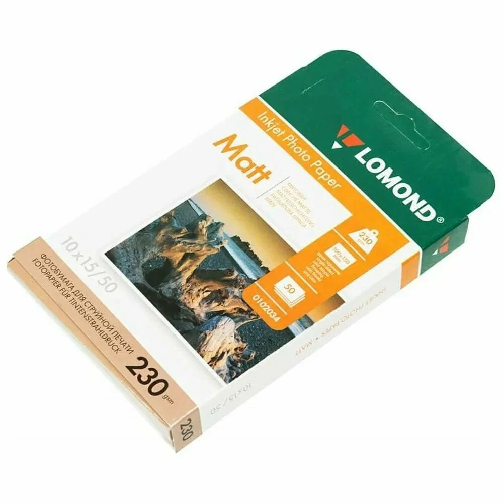 Фотобумага LOMOND Односторонняя Матовая, 230г/м2 A6 (10X15см) 230г/ 50л. для струйной печати.