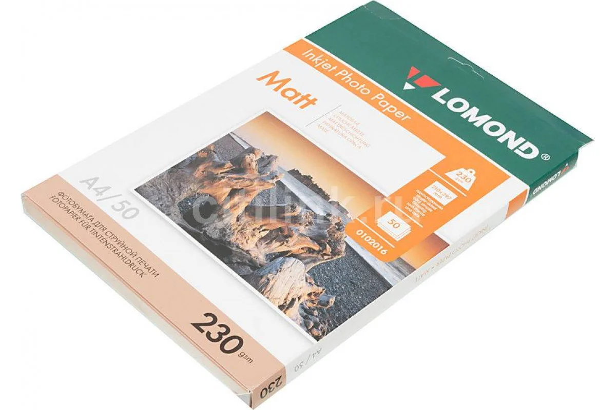 Фотобумага LOMOND Односторонняя Матовая, 230г/м2, A4 (21X29,7см) 50л. для струйной печати.