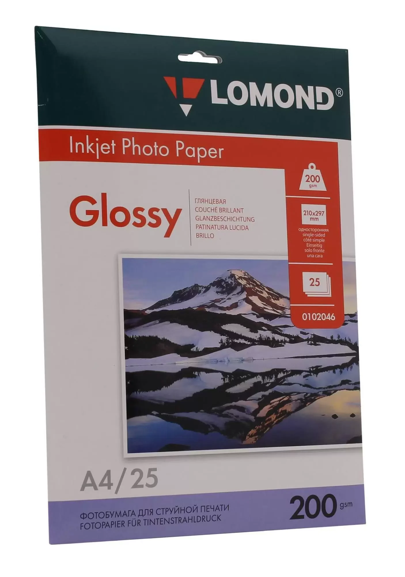 Фотобумага LOMOND Одностороняя Глянцевая, 200г/м2,A4 (21X29,7см)/25л. для струйной печати