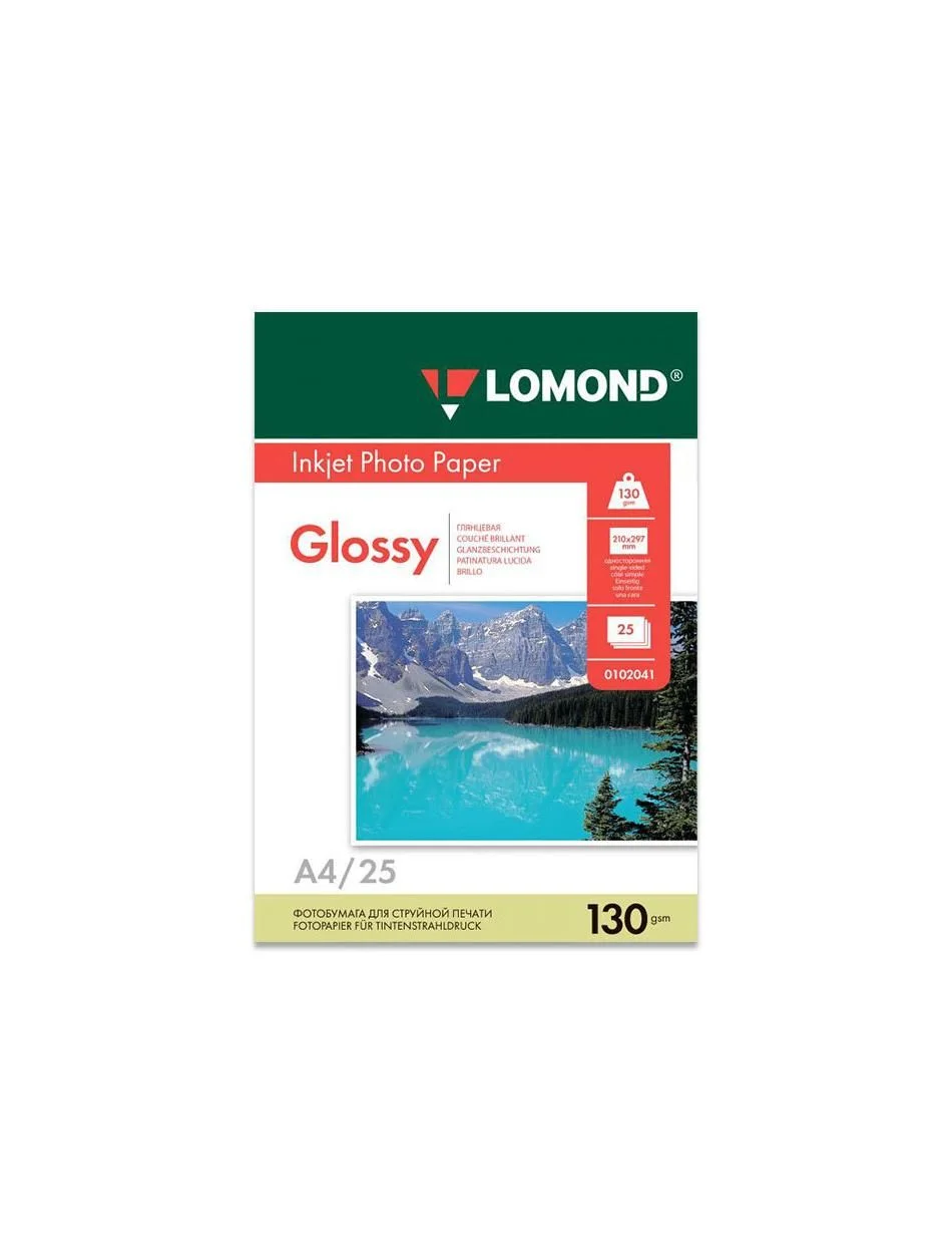 Фотобумага LOMOND Одностороняя Глянцнвая, 130г/м2, A4(21x29см)/25л.