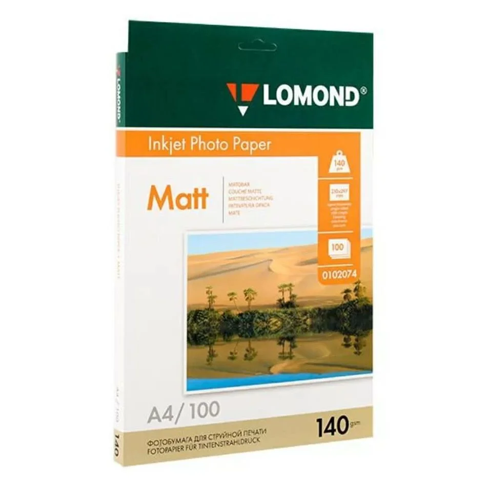 Фотобумага LOMOND Одностороняя Матовая, 140г/м2 , A4(21x29см)/100л.