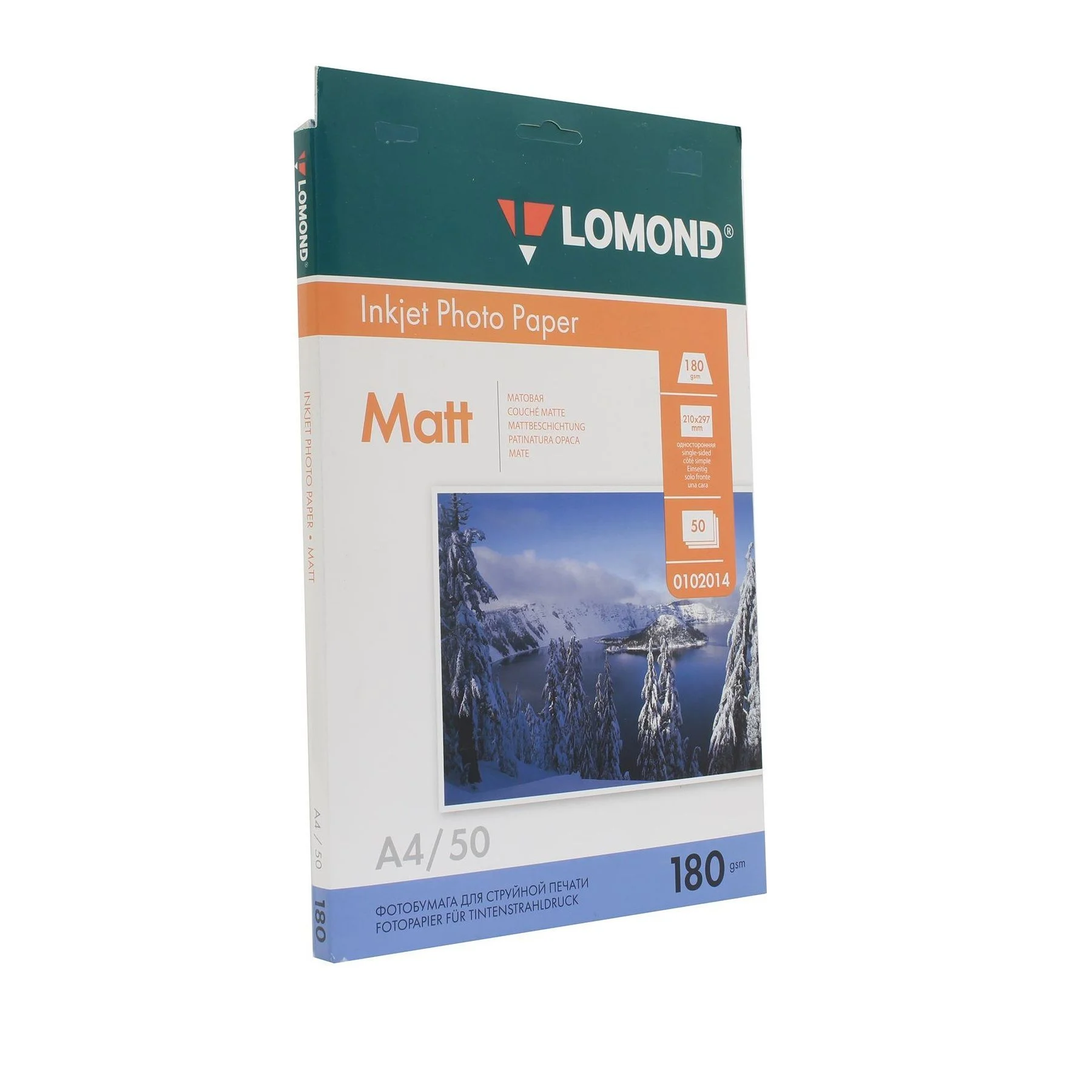 Фотобумага LOMOND Одностороняя Матовая, 180г/м2, A4 (21X29,7см)/50л. для струйной печати.