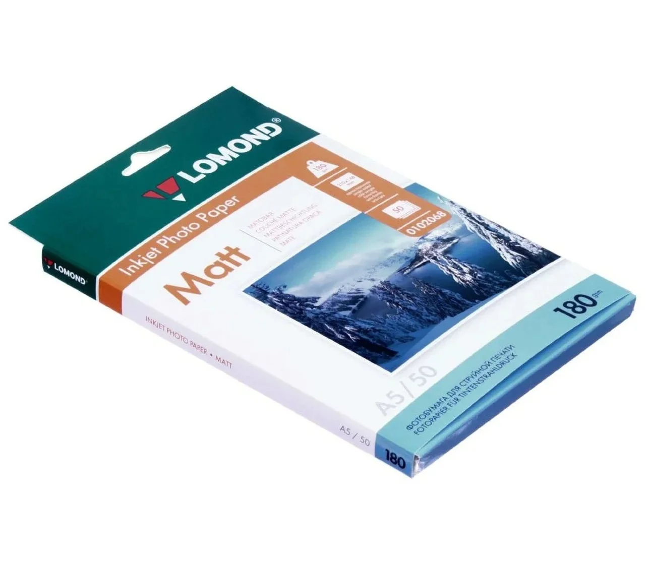 Фотобумага LOMOND Одностороняя Матовая, 180г/м2, A5(21x15см)/50л.