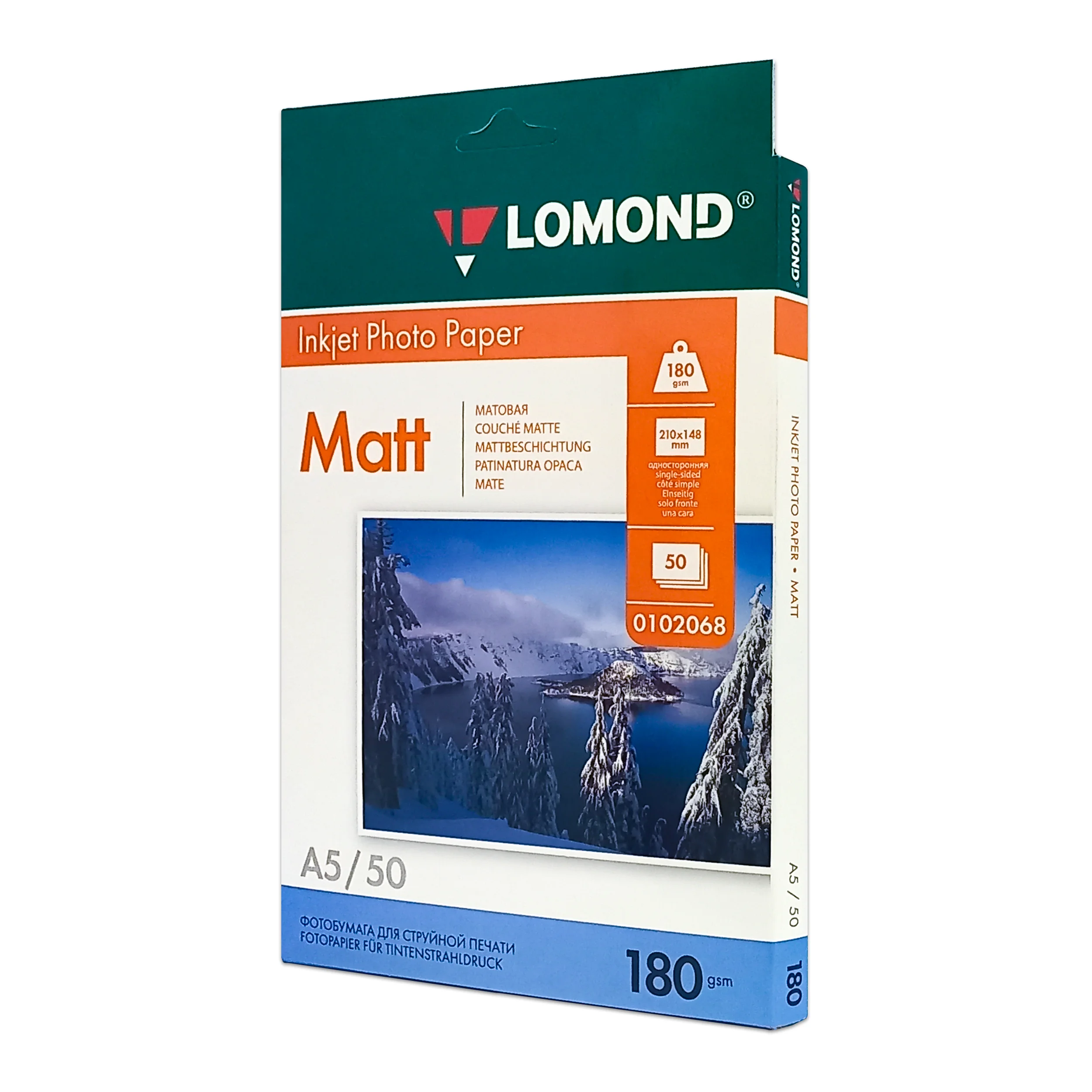 Фотобумага LOMOND Одностороняя Матовая, 180г/м2, A5(21x15см)/50л.