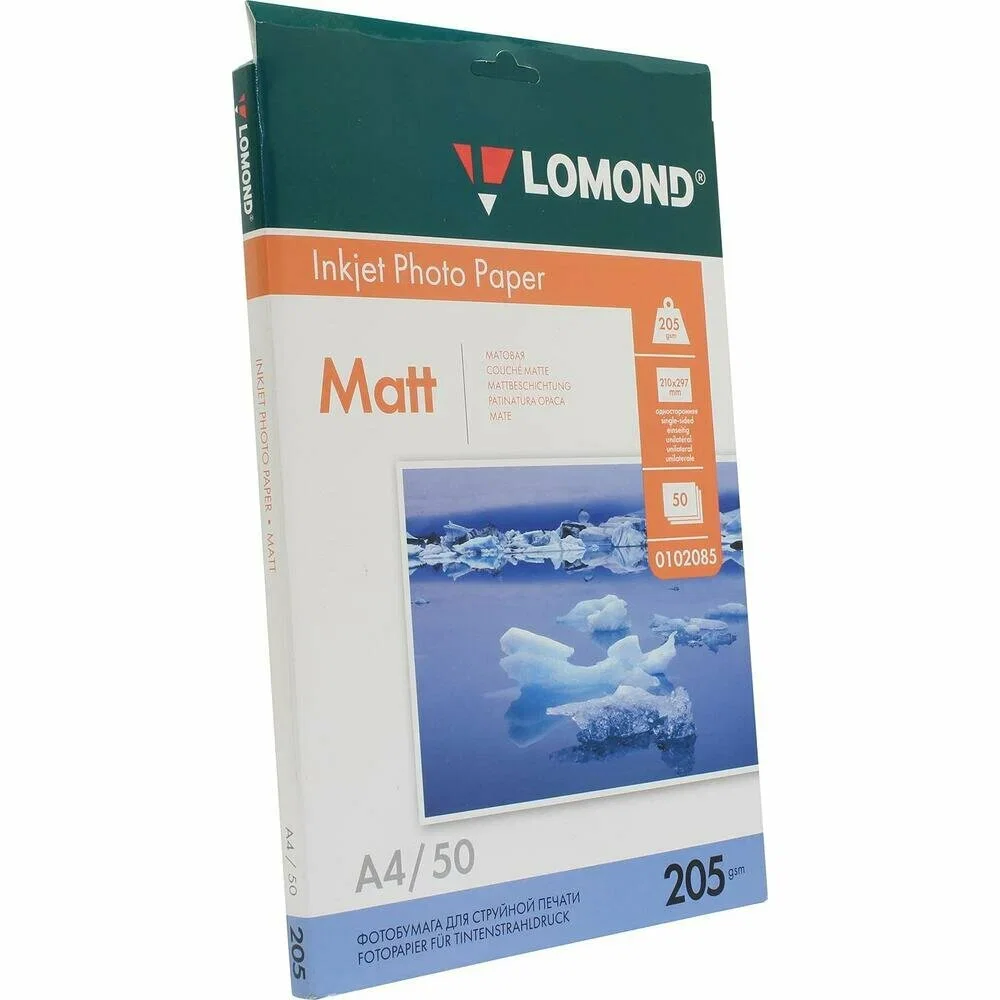 Фотобумага LOMOND Одностороняя Матовая, 205г/м2, A4(21x29)/50л.