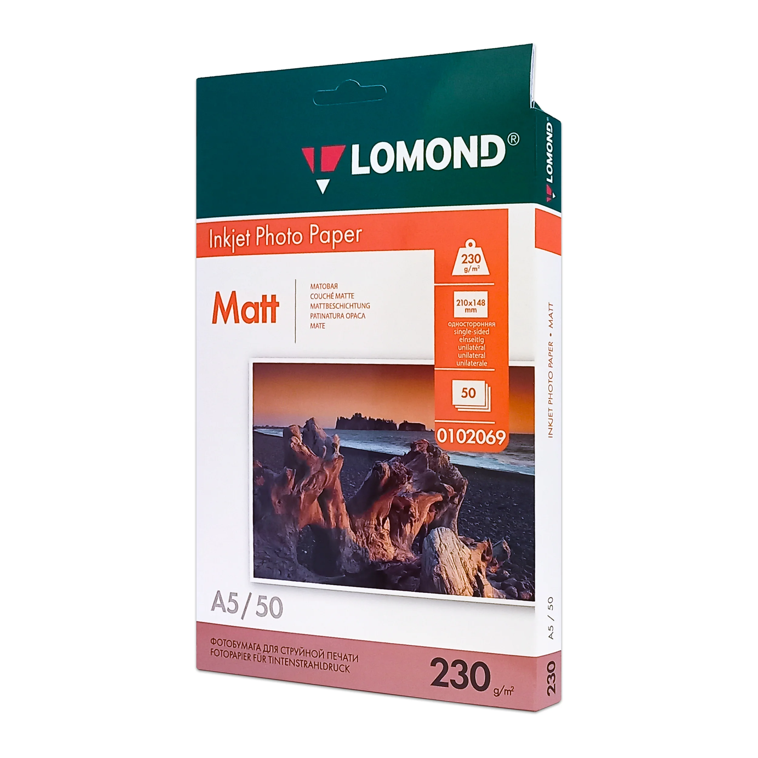 Фотобумага LOMOND Одностороняя Матовая, 230г/м2, A5(21x15см)/50л.