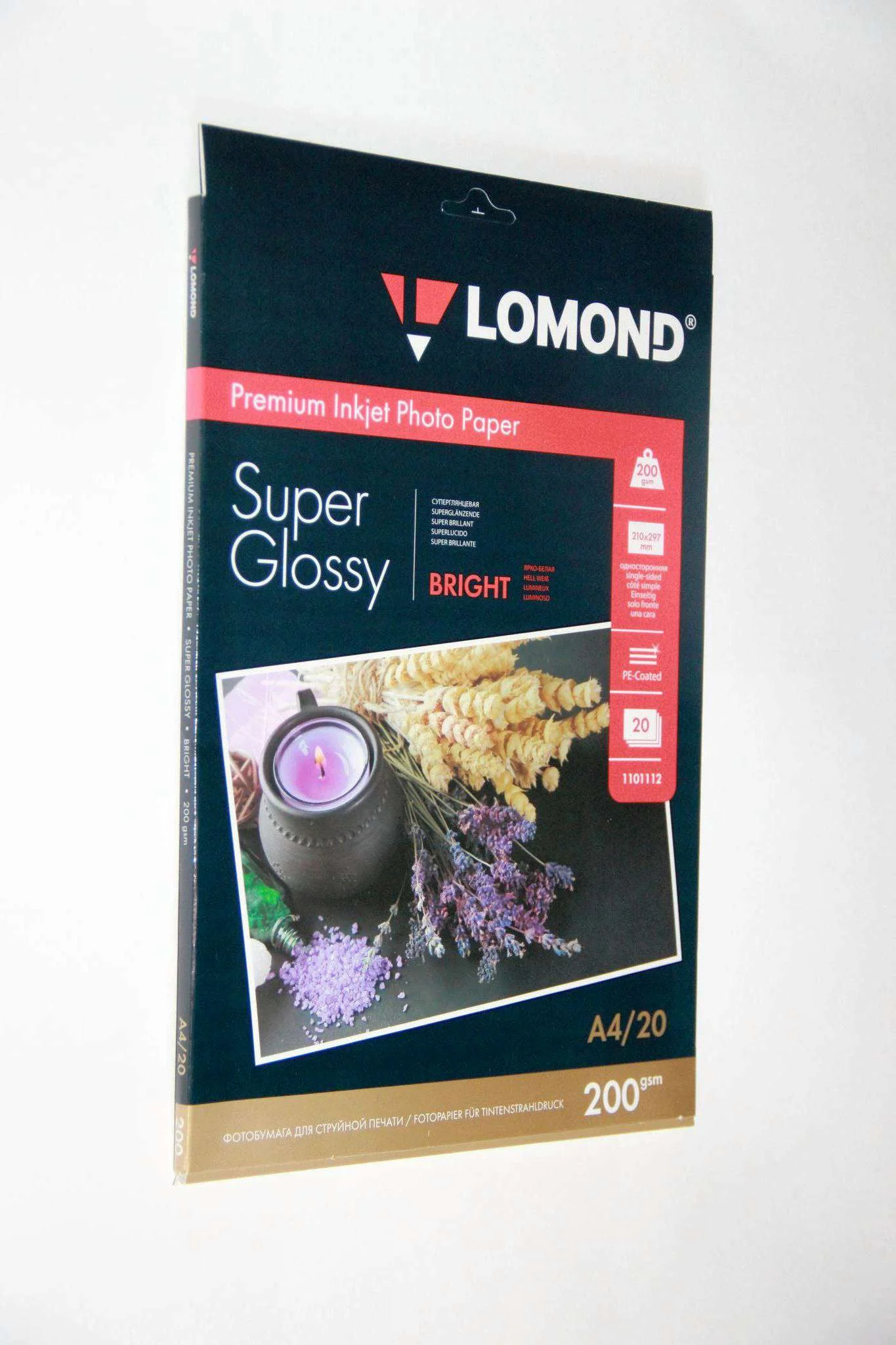 Фотобумага LOMOND суперглянцевая ярко-белая (Super Glossy Bright) микропористая, 200/A4/20л.