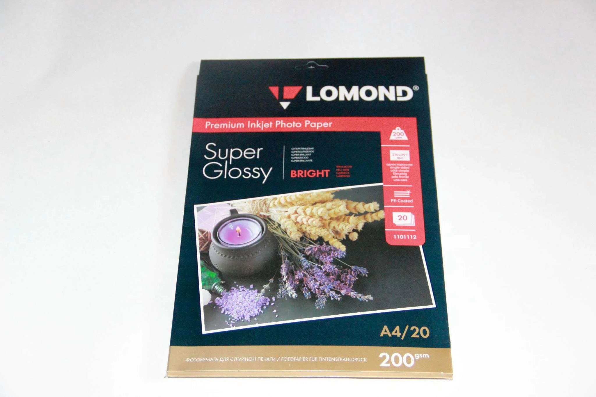 Фотобумага LOMOND суперглянцевая ярко-белая (Super Glossy Bright) микропористая, 200/A4/20л.