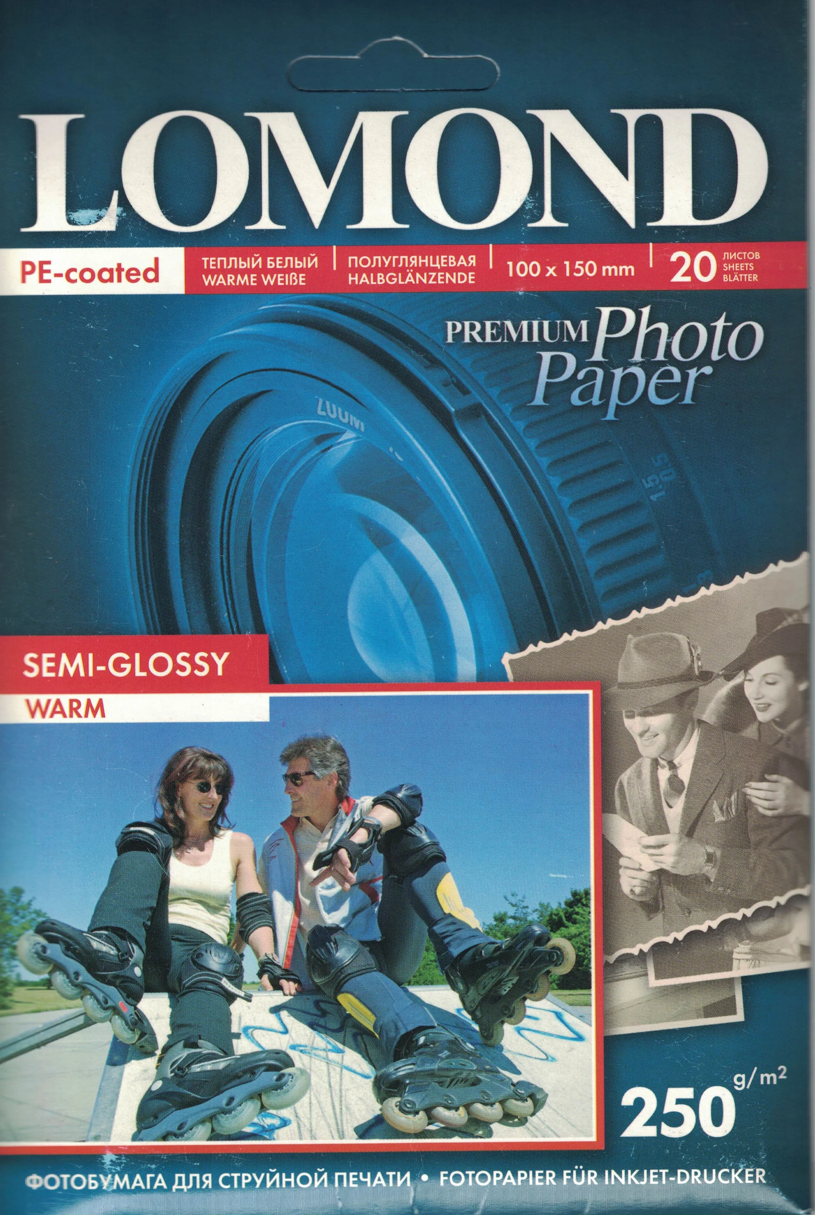 Фотобумага ПРЕМИУМ для стр.печати LOMOND 250 г/м2 односторонняя Semi-Glossy Warm 10х15см(20л)