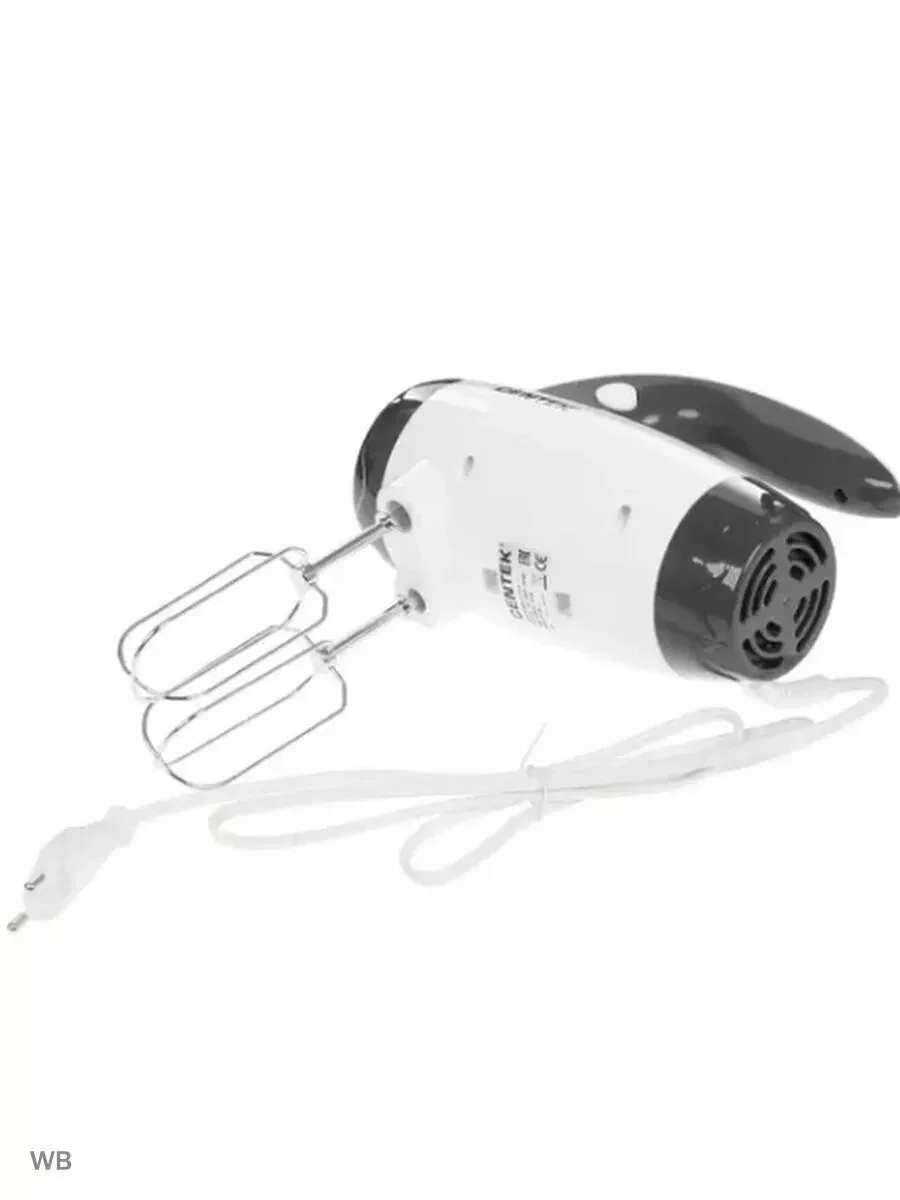 Миксер Centek CT-1114 (белый/серый) 350Вт, 6 скоростей+турбо, взбивание/замешивание