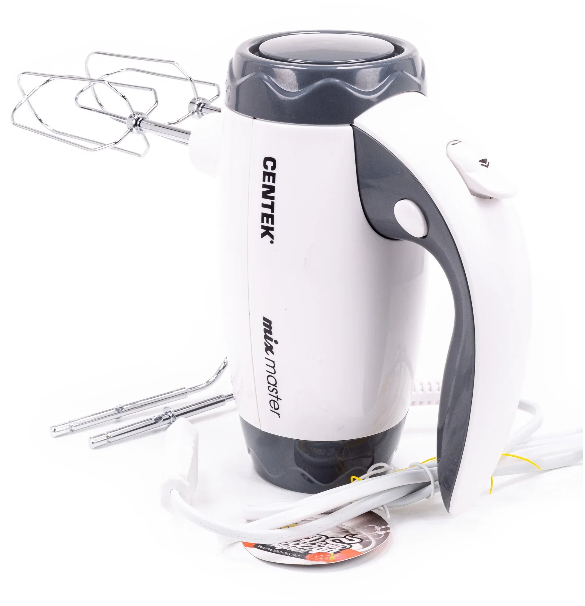 Миксер Centek CT-1114 (белый/серый) 350Вт, 6 скоростей+турбо, взбивание/замешивание
