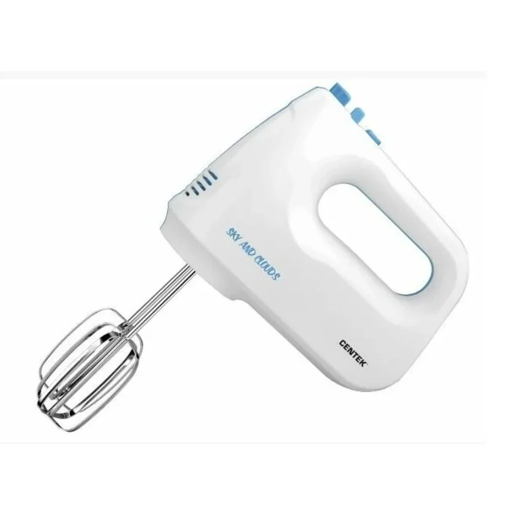 Миксер Centek CT-1128 (бел/синий) 400Вт, 6 скоростей + турбо, взбивание /замешивание, эколог. корпус