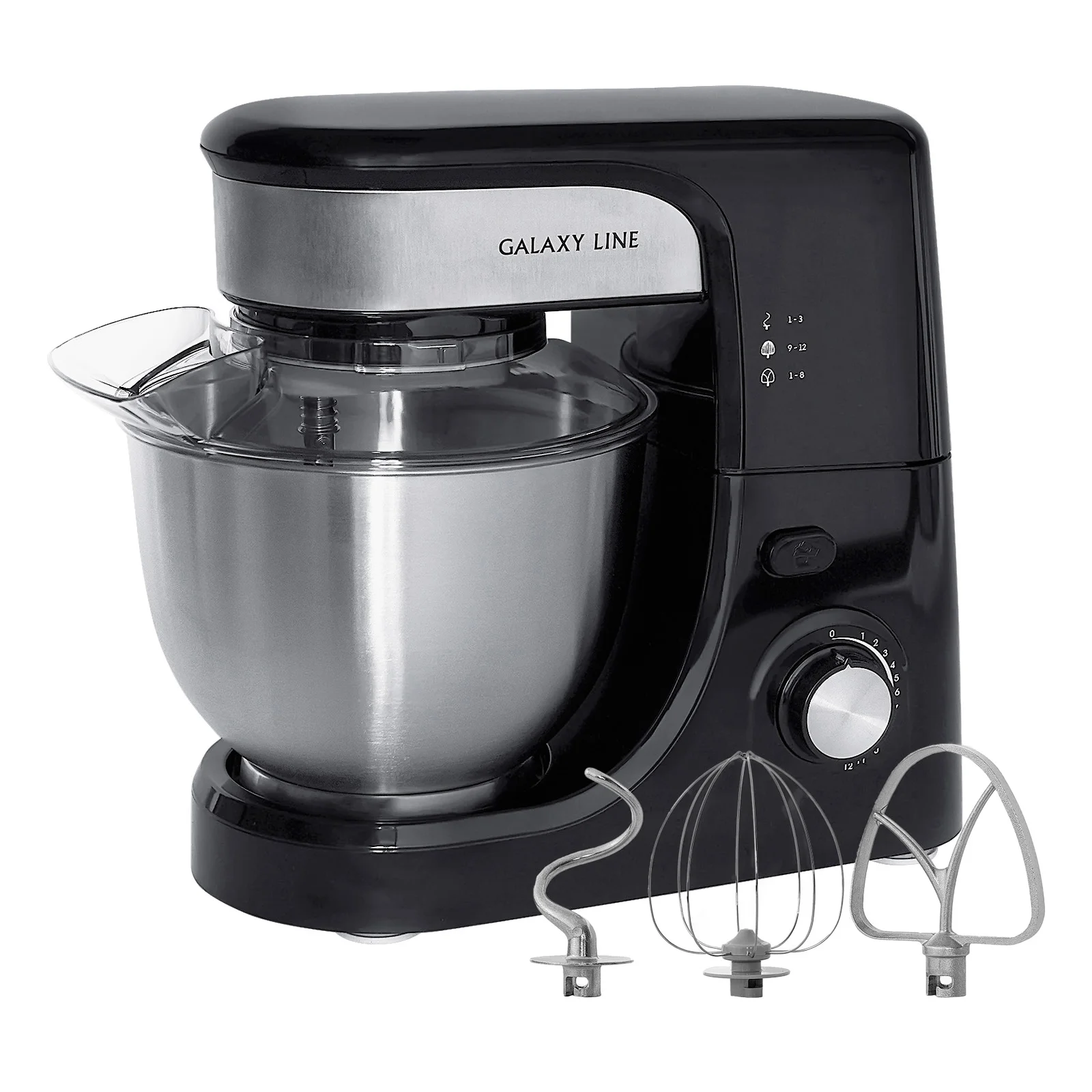 Миксер Galaxy Line GL 2231, черный, планетарный, 700 Вт, 12 скоростей