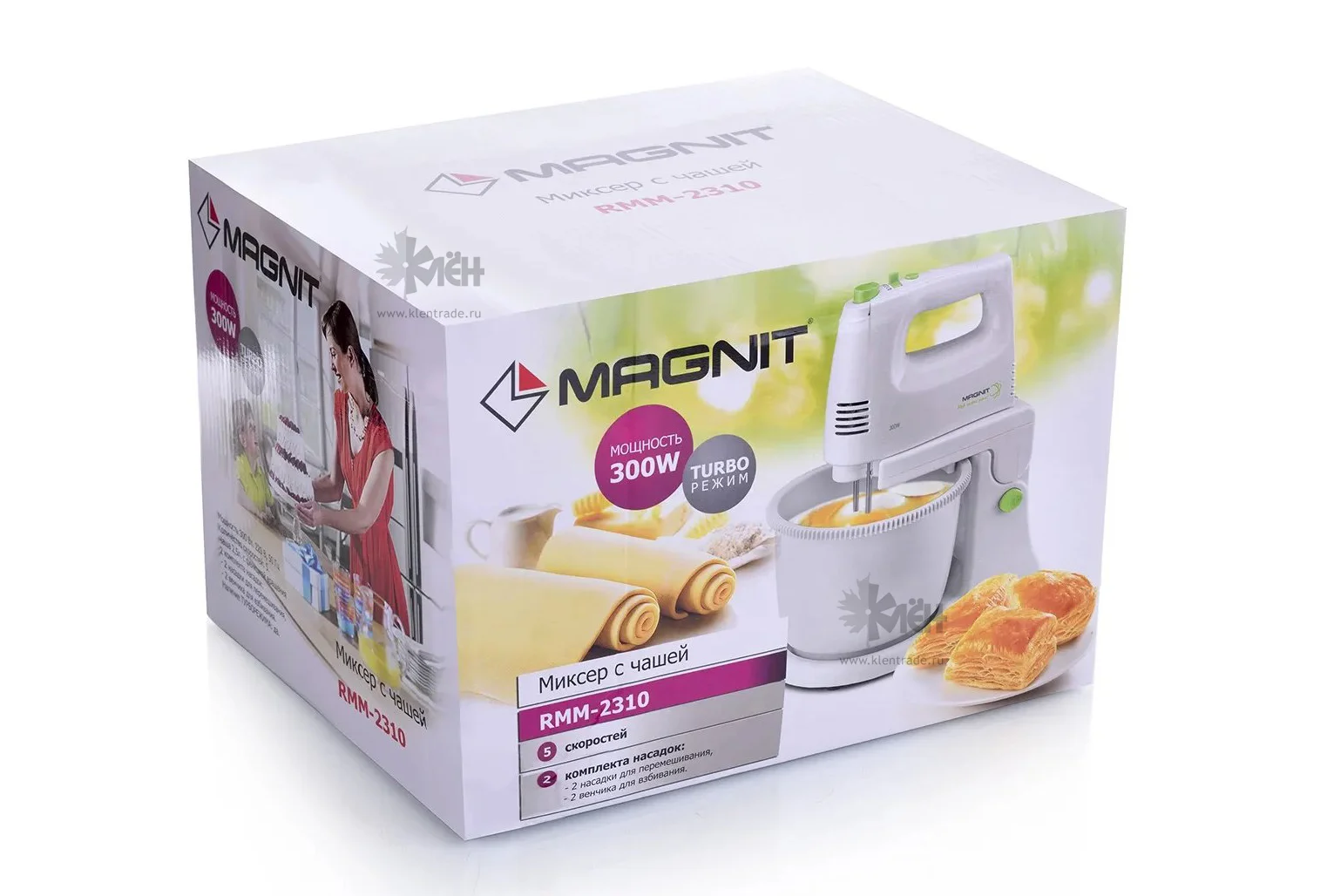 Миксер Magnit RMM-2310 с чашей, 2.5 л, 300 Вт