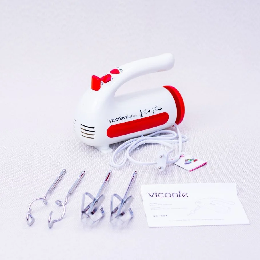 Миксер Viconte VC-351 Coral мощность 300 Вт крючки для замешивания теста, венчик для взбивания кнопка отсоединения насадок