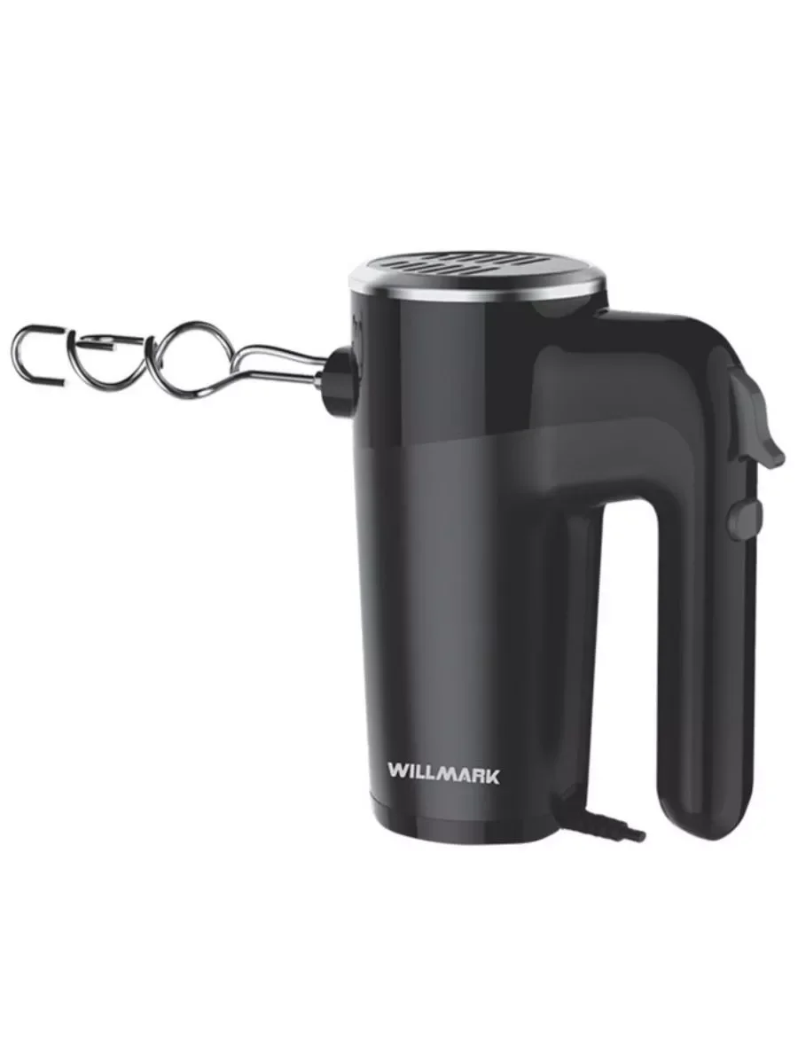 Миксер Willmark WHM-7003 (500Вт, 6 скоростей, насадки для взбивания/для теста, черный)