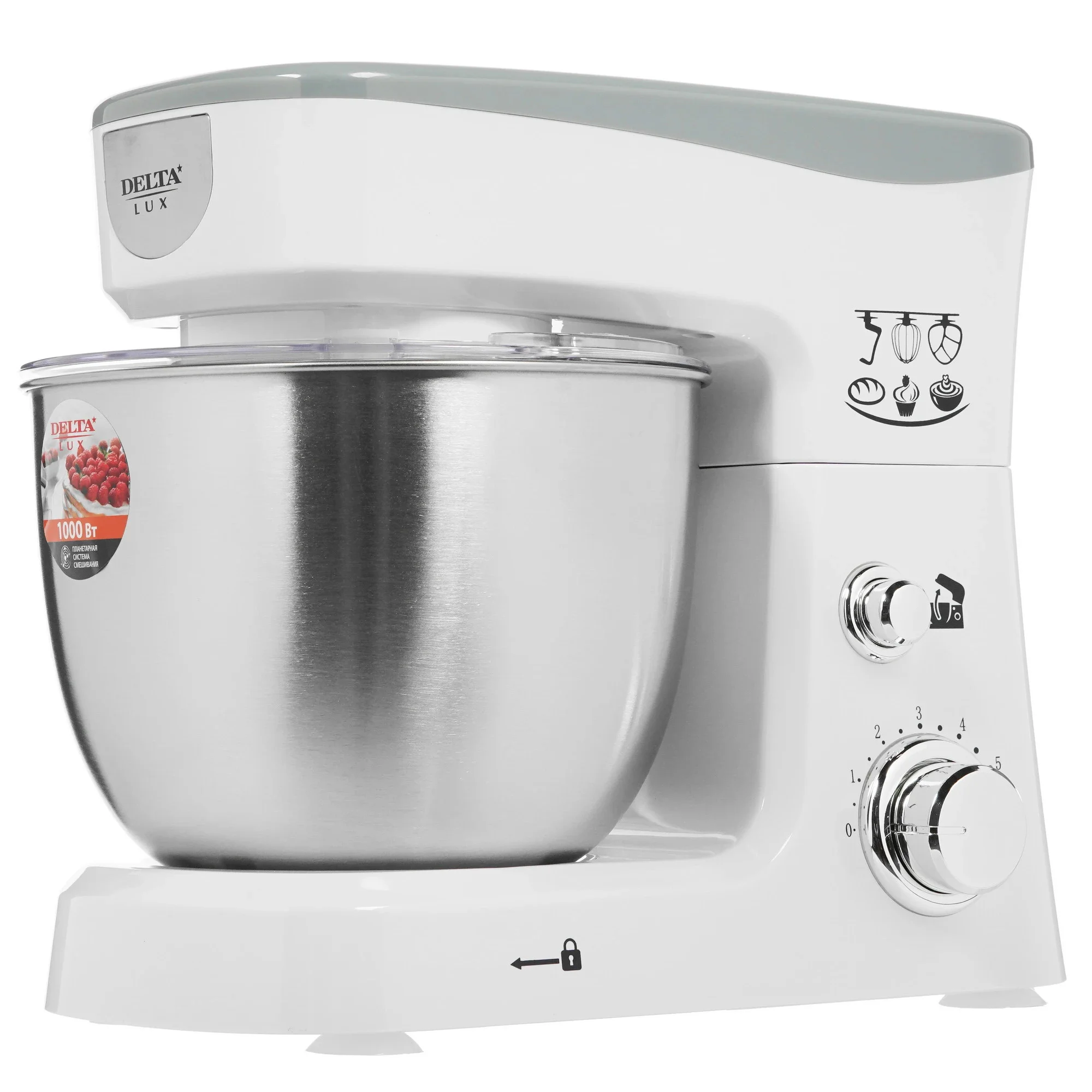 Миксер планетарный Delta LUX DE-7900Р черный : 1000 Вт,чаша из нерж.стали-3,5л (2)