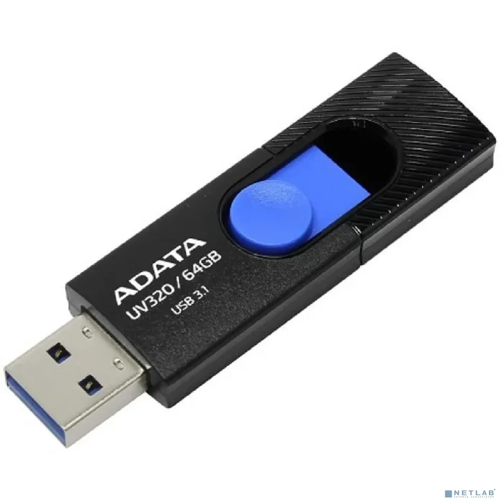 Флеш накопитель 64GB A-DATA UV320, USB 3.2, Черный/Голубой
