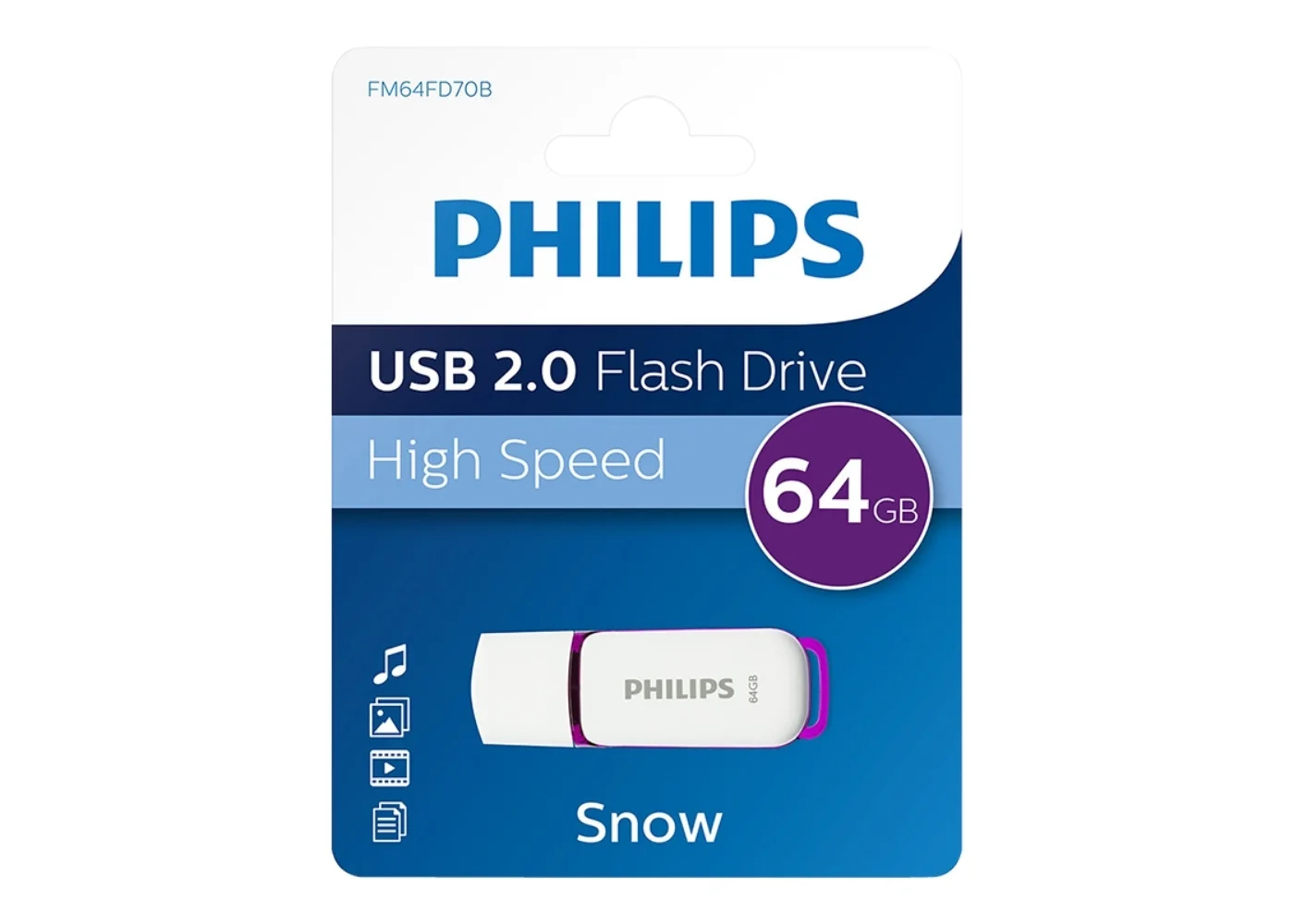 Флеш накопитель 64GB PHILIPS SNOW2.0 64GB, USB 2.0