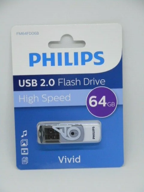 Флеш накопитель 64GB PHILIPS VIVID2.0 64GB, USB 2.0