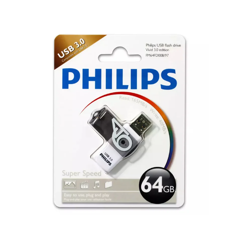 Флеш накопитель 64GB PHILIPS VIVID3.0 64GB, USB 3.0