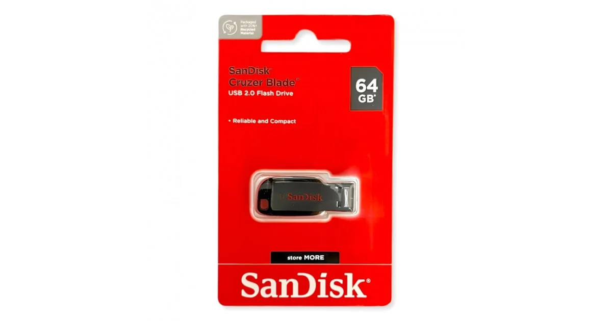 Флеш накопитель 64GB SanDisk CZ50 Cruzer Blade, USB 2.0