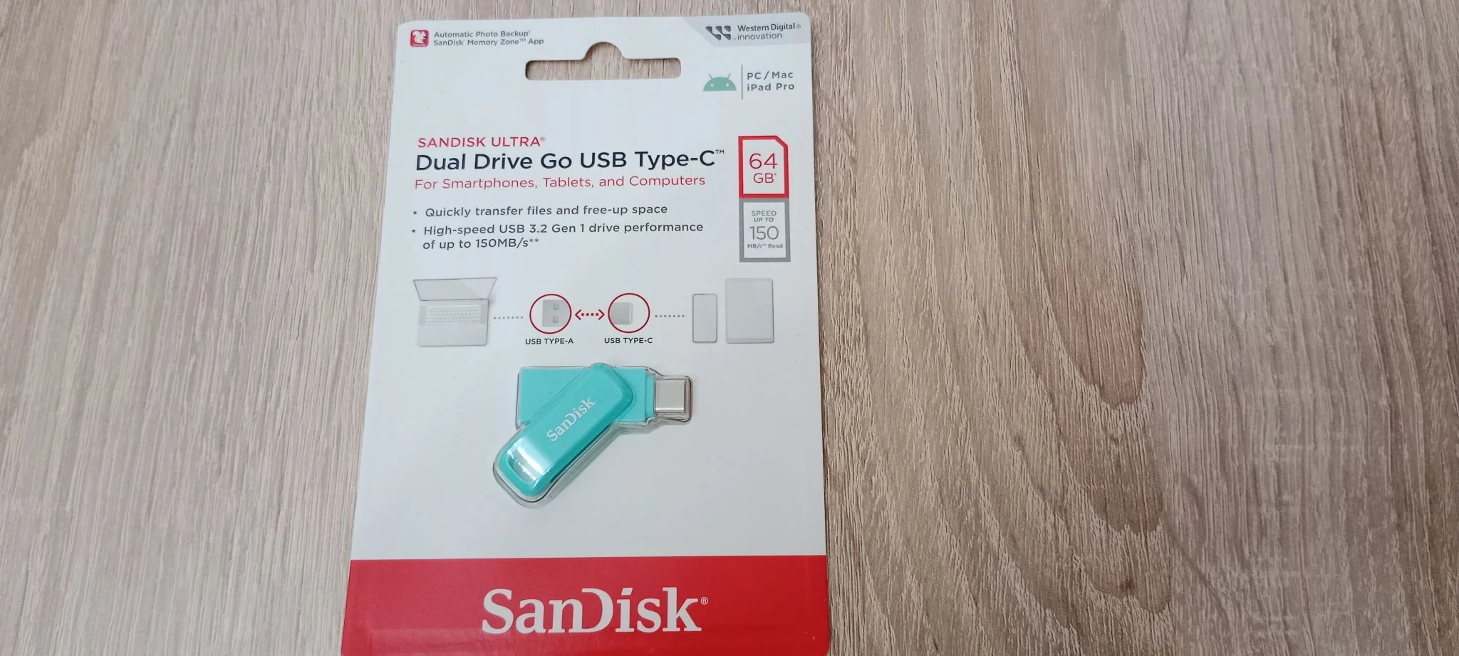 Флеш накопитель 64GB SanDisk Ultra Dual Drive Go, USB 3.1 - USB Type-C Black