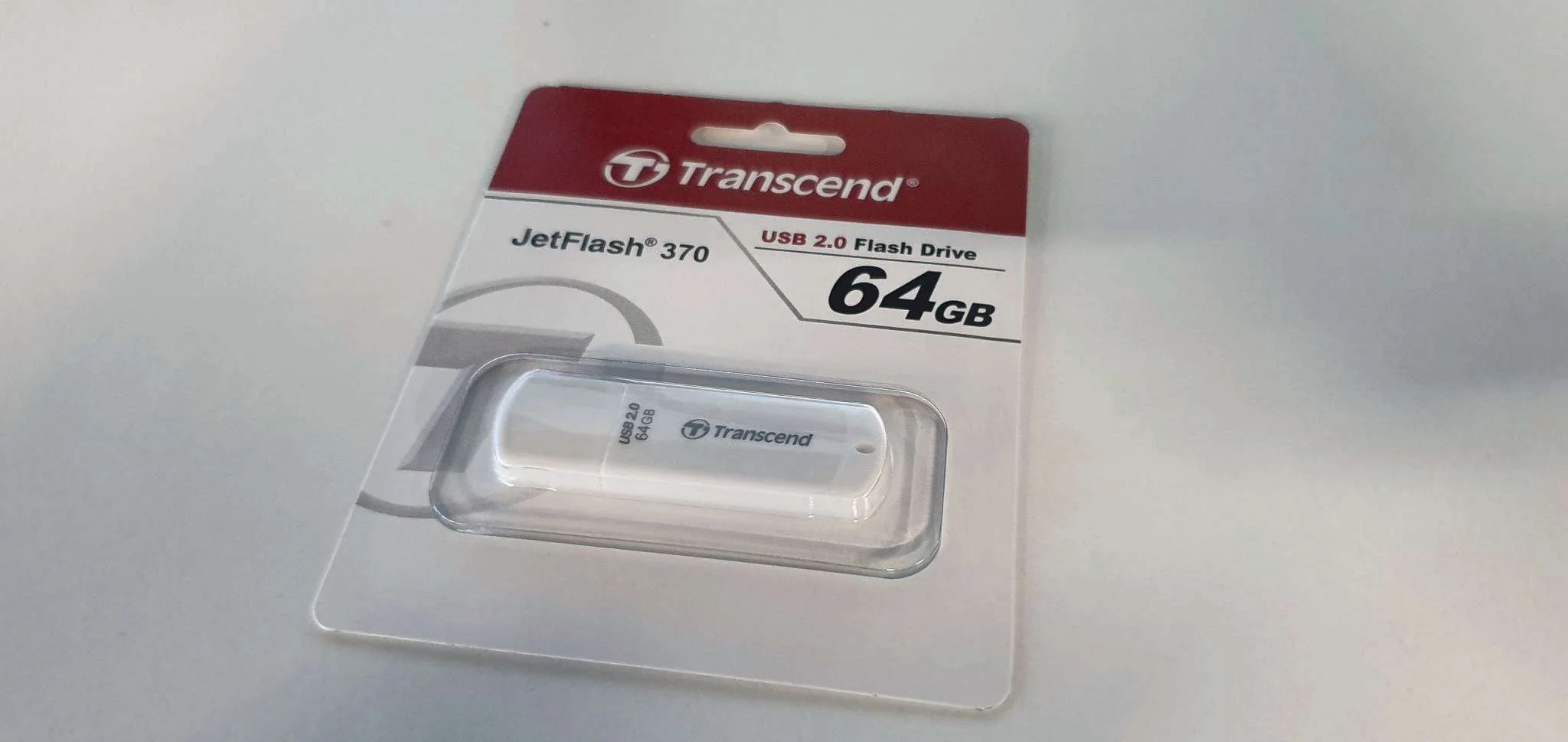 Флеш накопитель 64GB Transcend JetFlash 370, USB 2.0, Белый