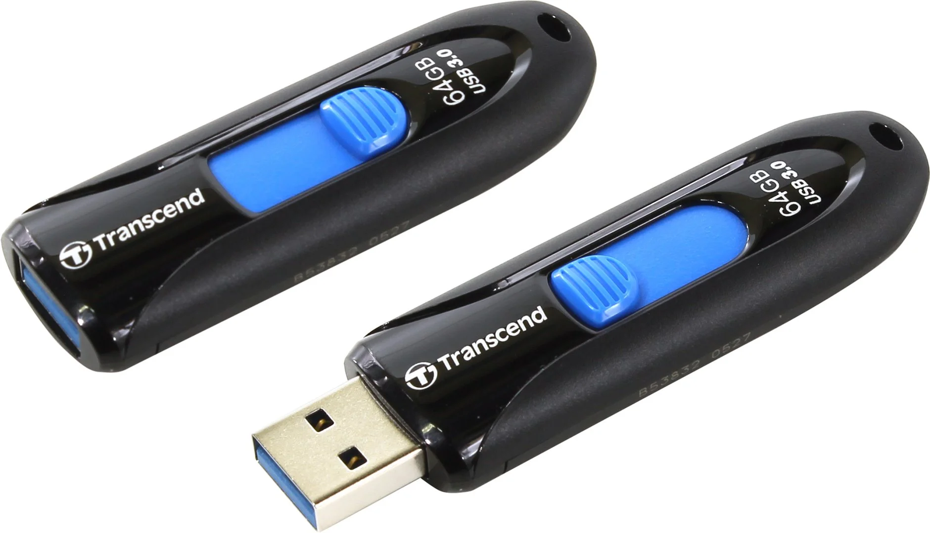 Флеш накопитель 64GB Transcend JetFlash 790, USB 3.1, Черный/Синий